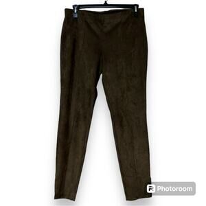 ZEZA B size XL olive green split hem faux suede pull on leggings elastic waist